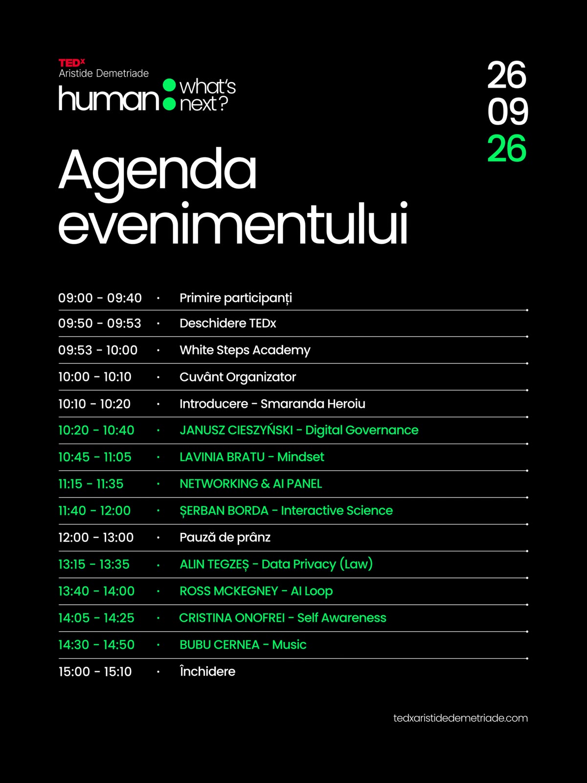 Agenda TEDxAristideDemetriade